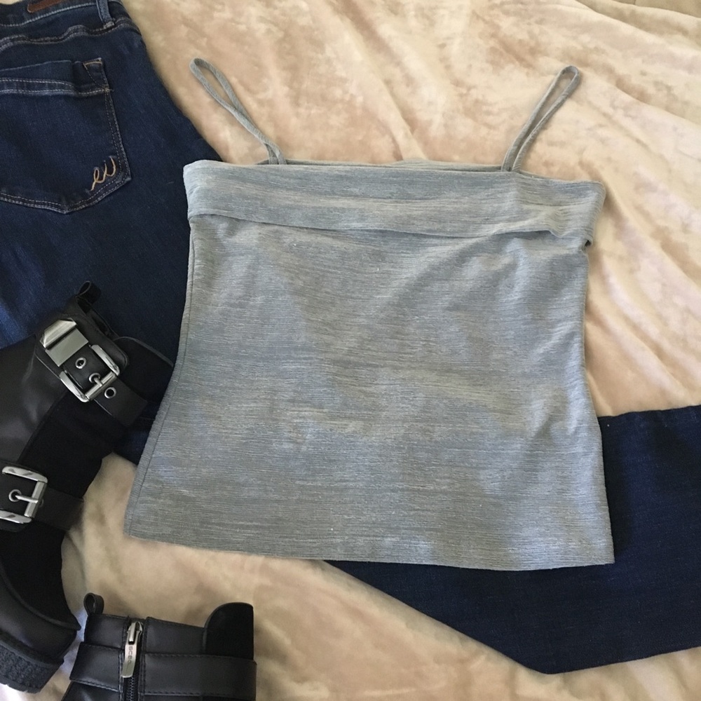 GUC silver crop top with spaghetti straps